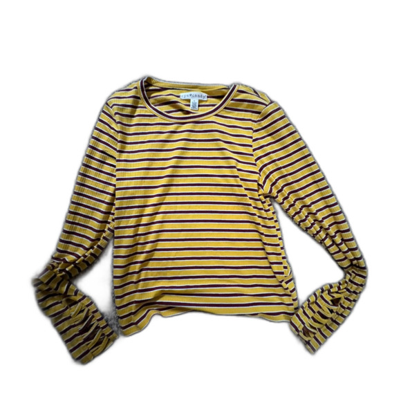 Eye Candy Y2K Vintage Striped Long Sleeve Crop Top Boxy Harry Tattered Sleeve - Picture 1 of 6
